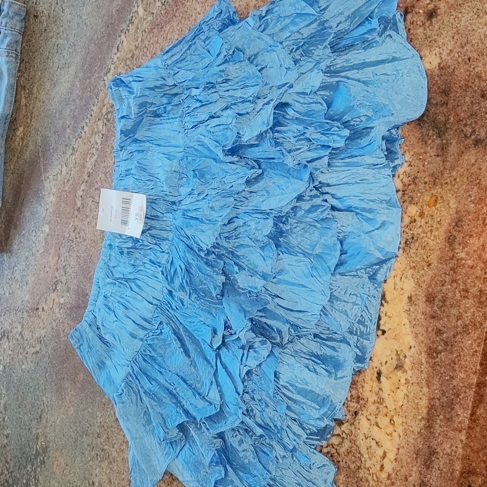Blue ruffle skirt